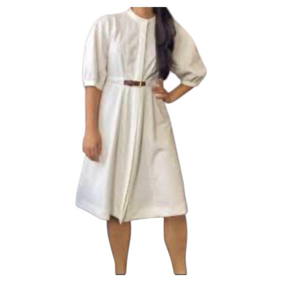 Calvin Klein Cream Color Puff Sleeve Belt Dress - Picture 14 of 14